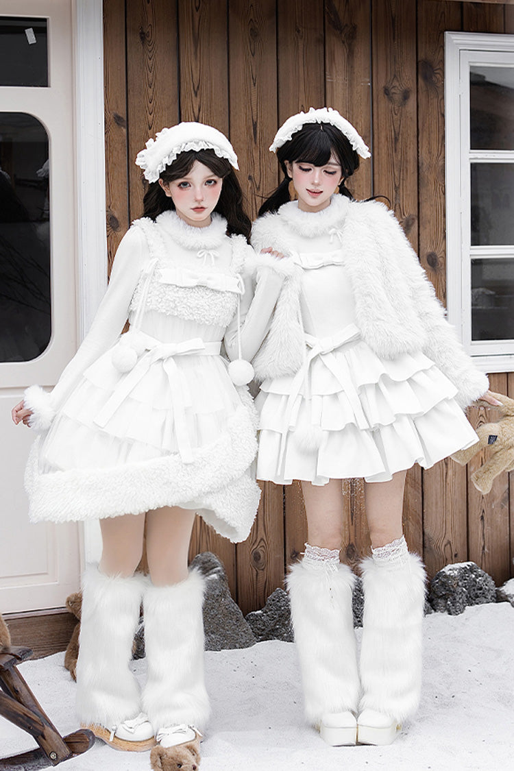 Triple Ruffled Bow Sweet Lolita JSK Outfit