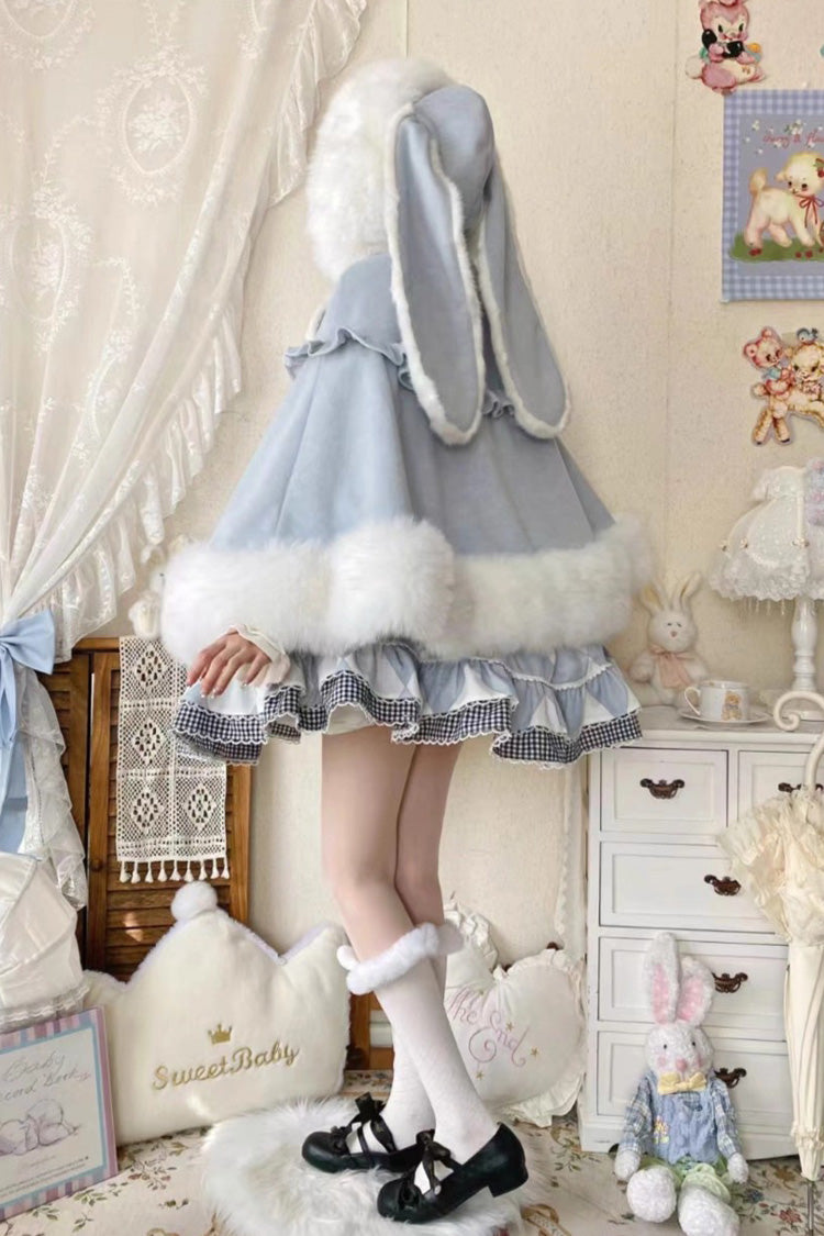 Fluffy Eared Bunny Bow Lolita Cape Coat