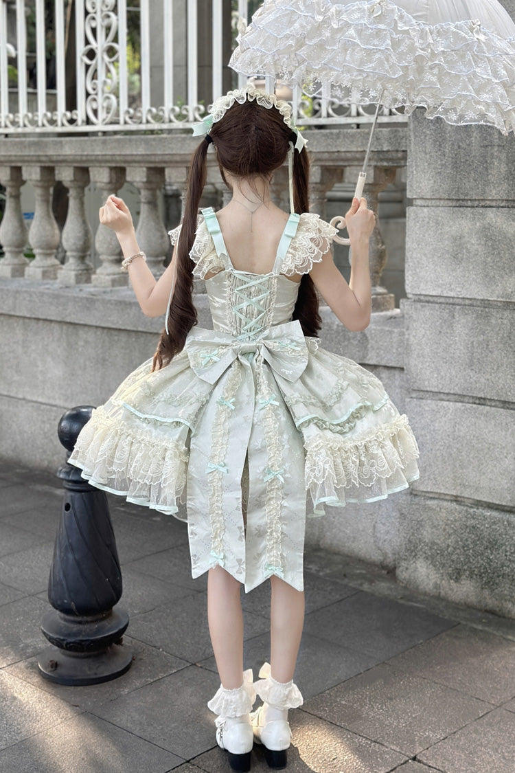 Green Jacquard Bow Lace Princess JSK Dress