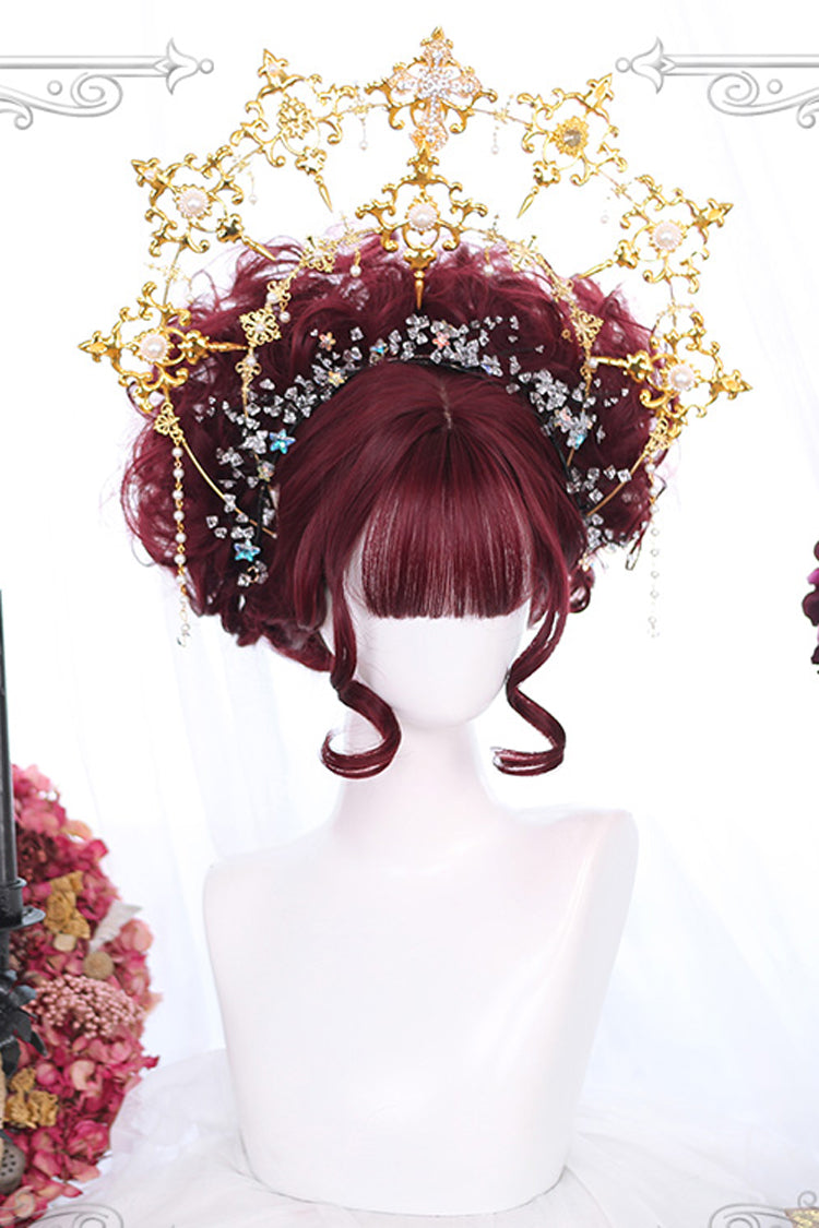 Classic Dark Red Long Wool Curly Lolita Wig