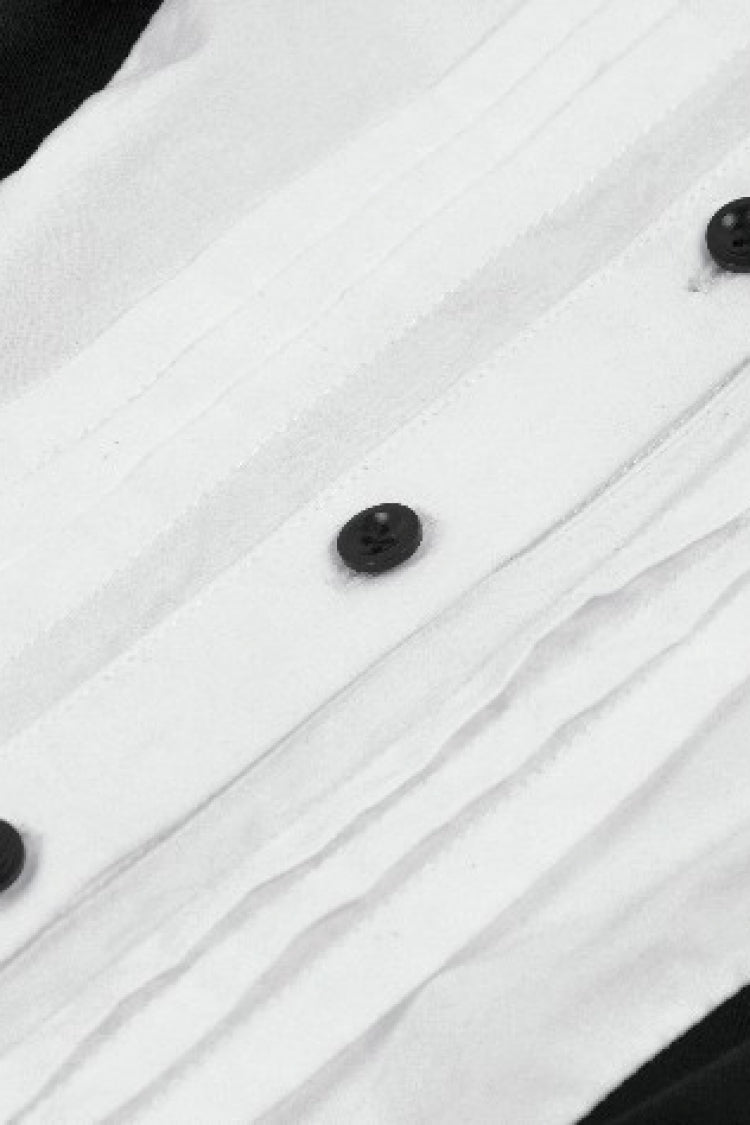 Black/White Puff Sleeve Lolita Dress with Point Collar