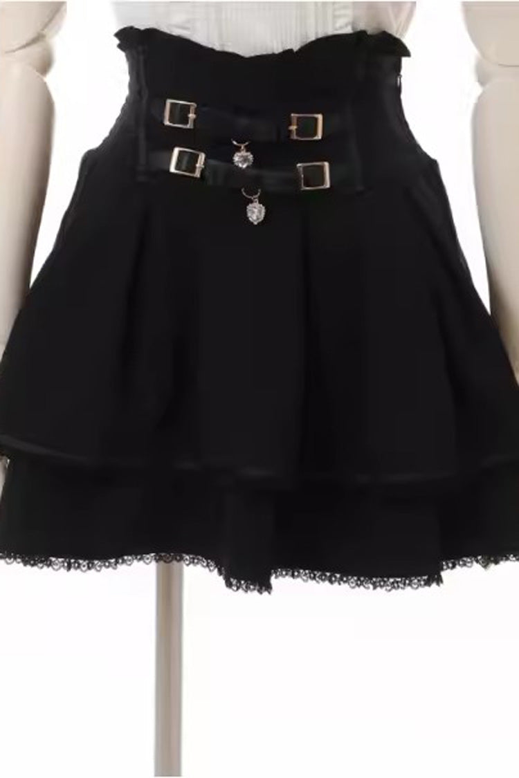 Jirai Kei Slim Skirt with Double Bows and Ruffles, 3 Colors