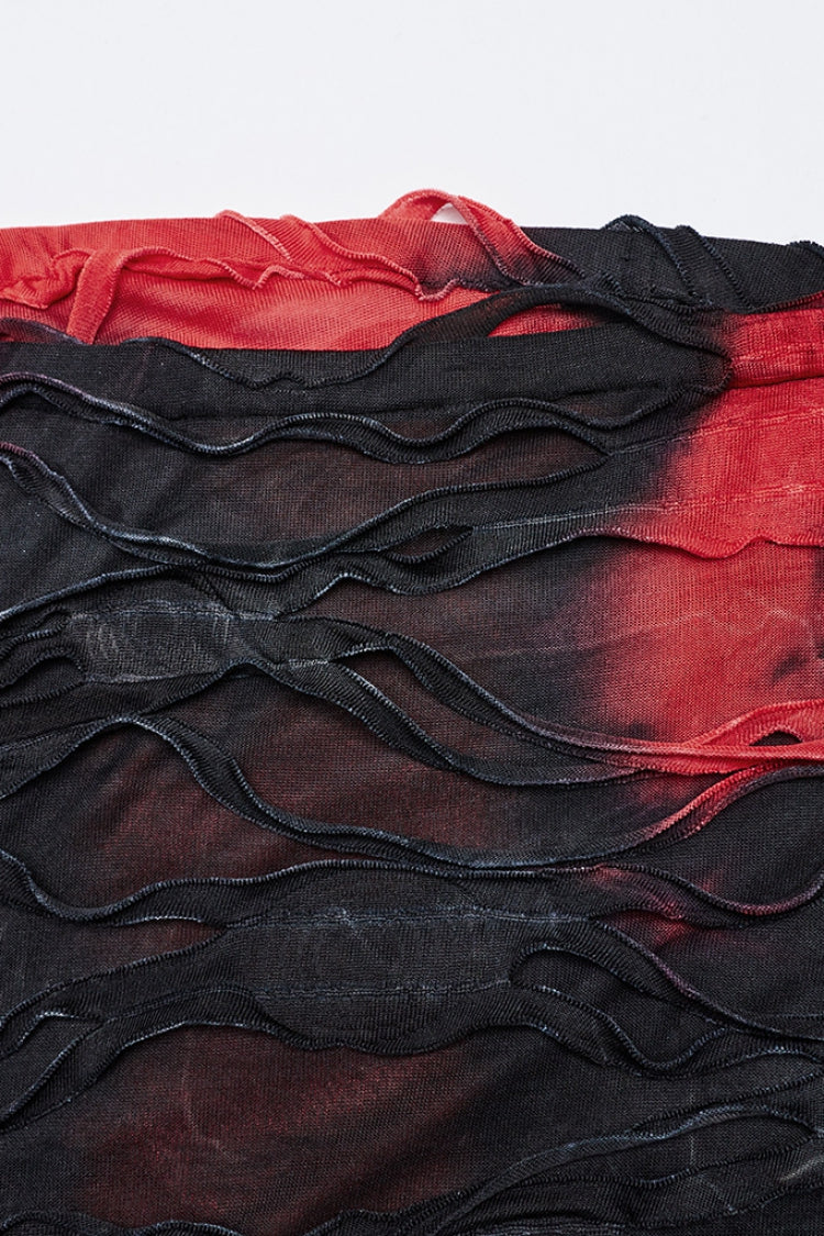 Scarlet & Black Contrast Print Ripped Gothic Dress