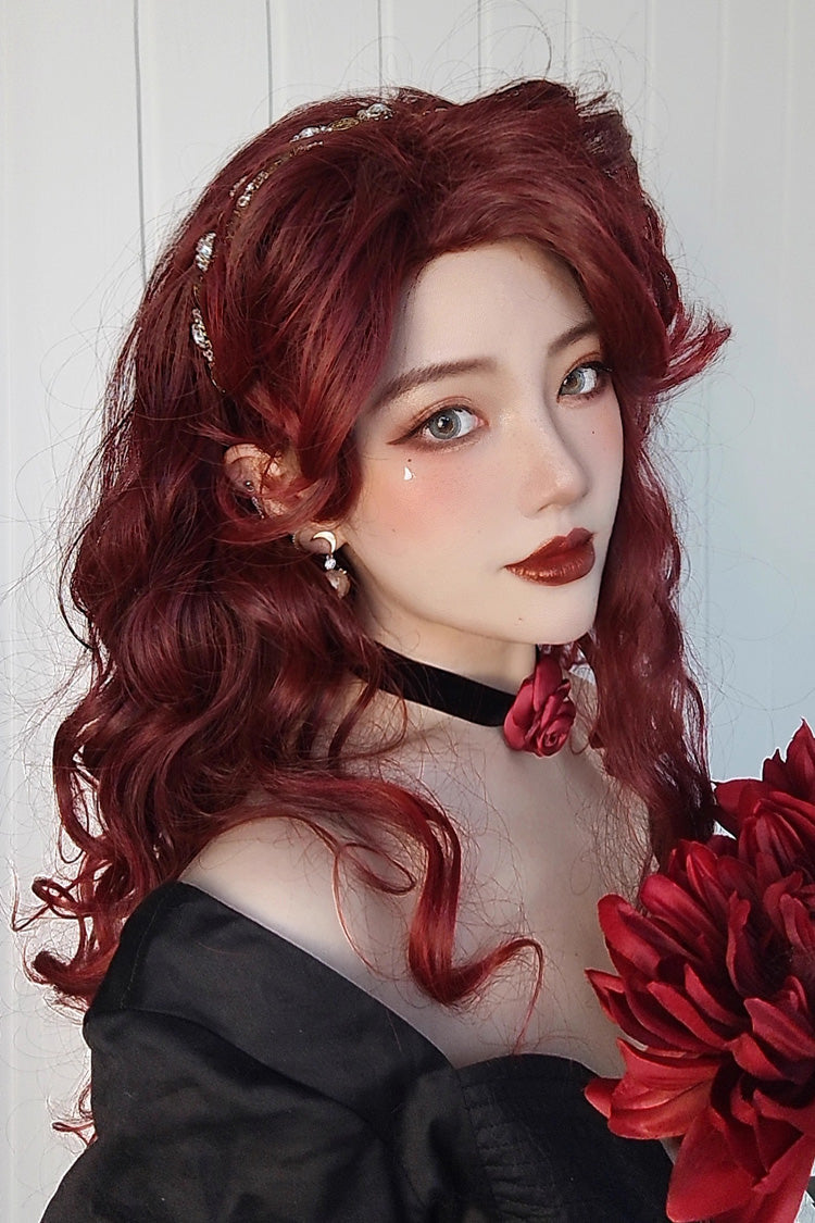 Villain Miss Dark Red Curly Sweet Lolita Wig