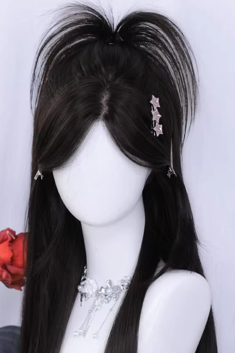 Everyday Straight Long Wig with Side Bangs in Two Colors