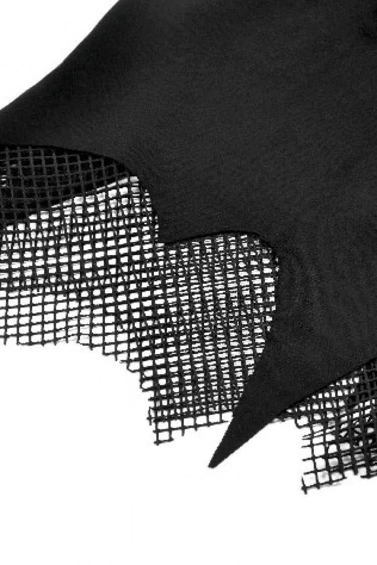 Dark Punk Top with Mesh Cutouts and Chain Embellishments