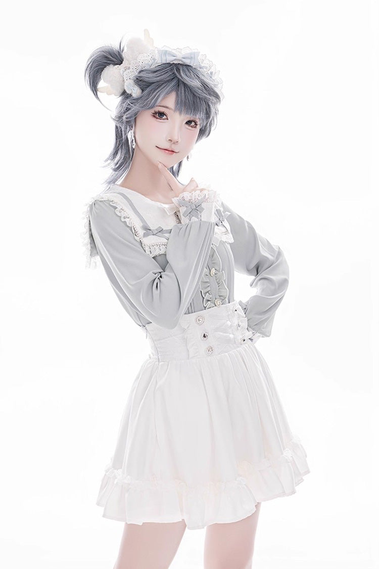 Sweet Ruffle Lace Lace-Up Japanese Jirai Kei Skirt 4 Colors