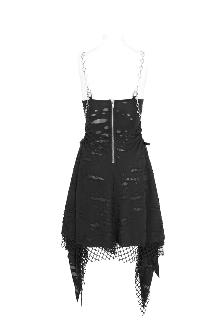 Gothic Ripped Black Lace Edgy Statement JSK Streetwear Dress