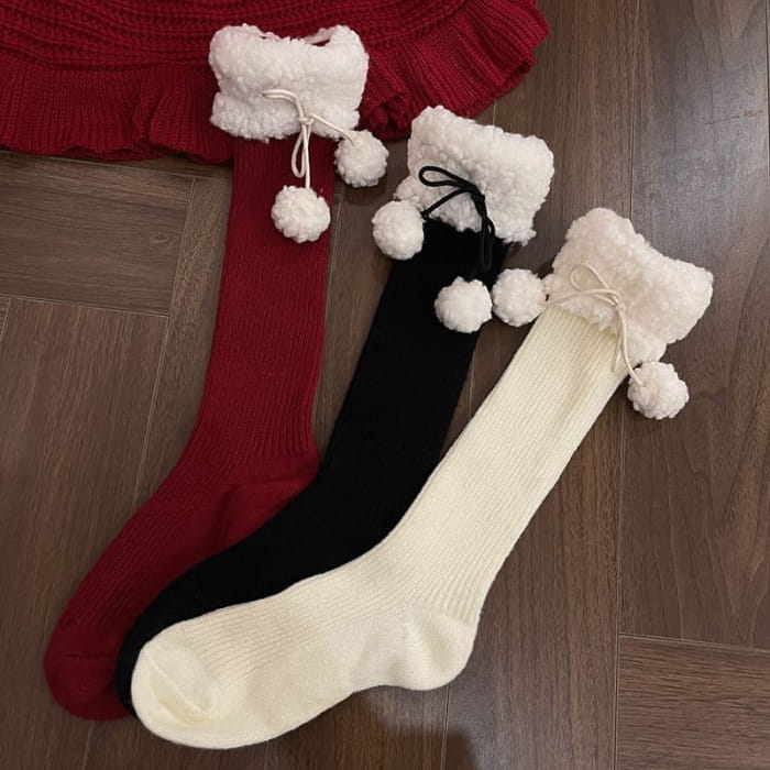 Fleece Lined Pom Leg Warmer