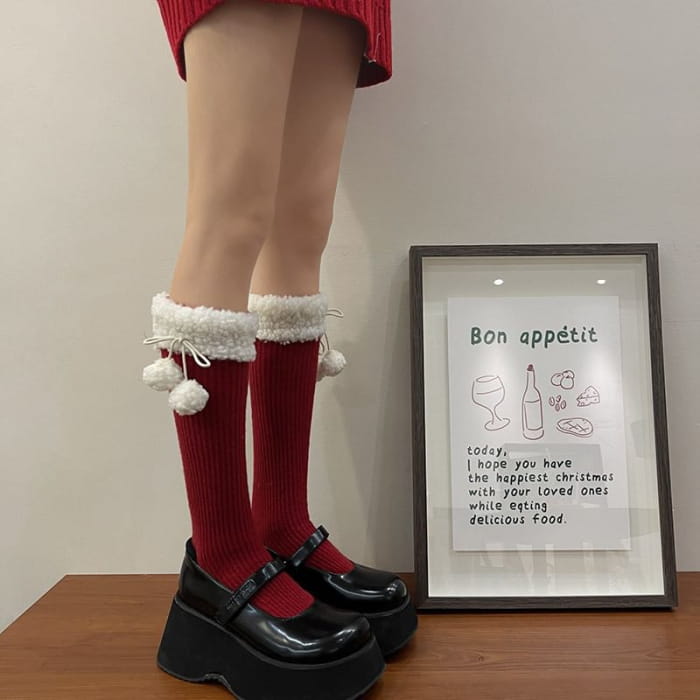 Fleece Lined Pom Leg Warmer