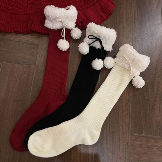 Fleece Lined Pom Leg Warmer