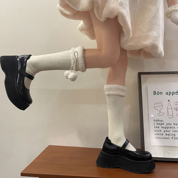 Fleece Lined Pom Leg Warmer