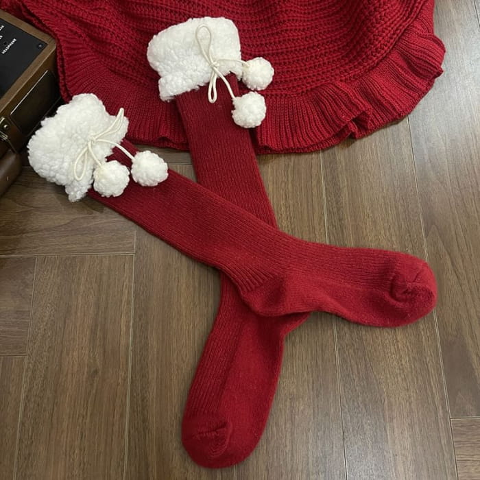 Fleece Lined Pom Leg Warmer