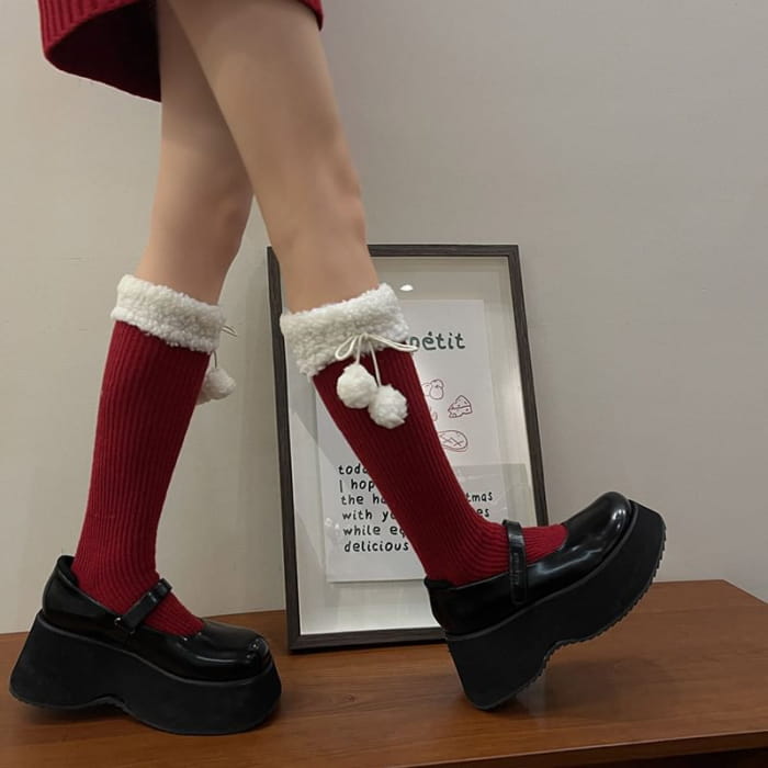 Fleece Lined Pom Leg Warmer