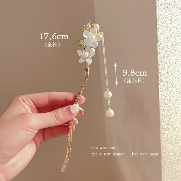 Floral Acrylic Alloy Hair Stick - Light Blue & Purple