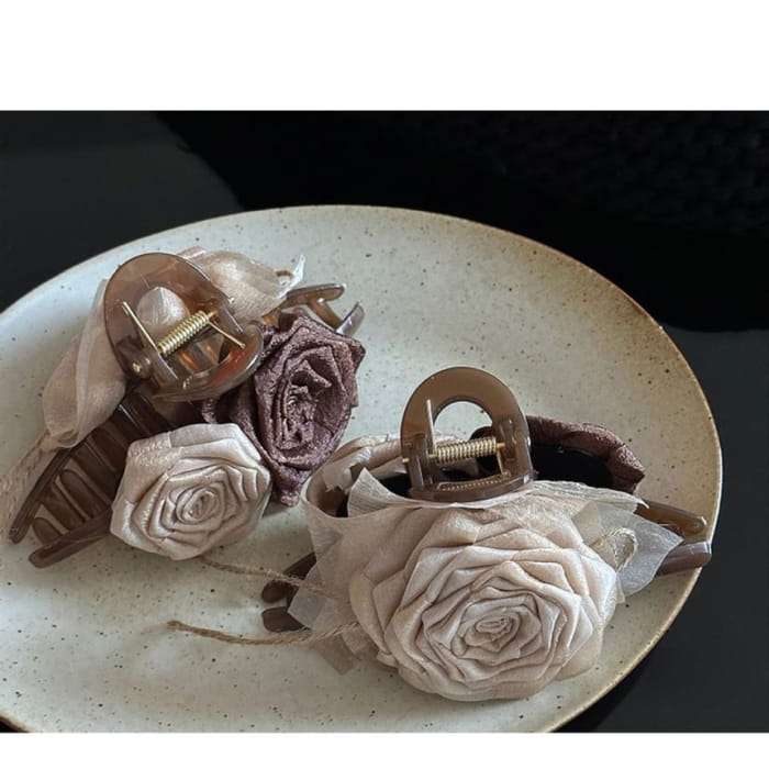 Floral Fabric Hair Clamp / Clip