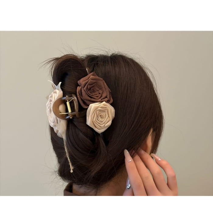 Floral Fabric Hair Clamp / Clip