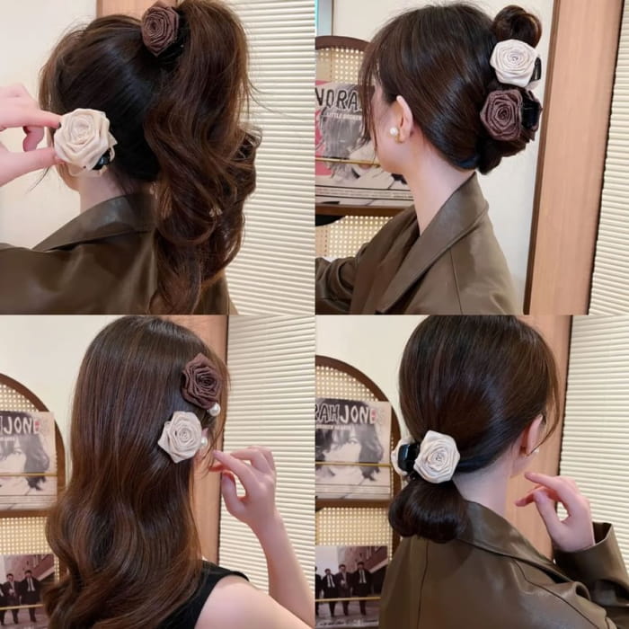 Floral Fabric Hair Clamp / Clip