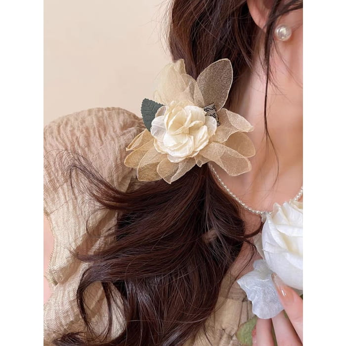 Floral Fabric Hair Claw Clip / Tie