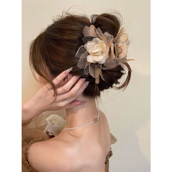 Floral Fabric Hair Claw Clip / Tie
