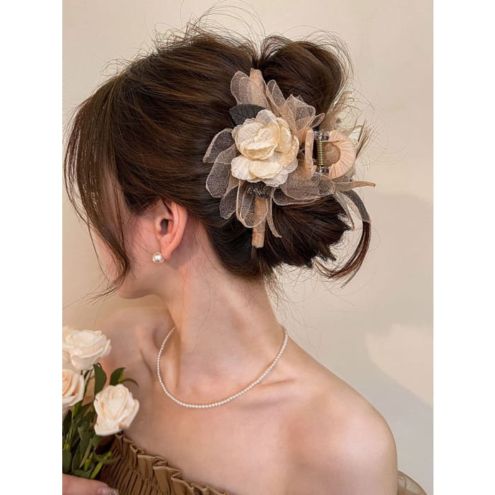 Floral Fabric Hair Claw Clip / Tie