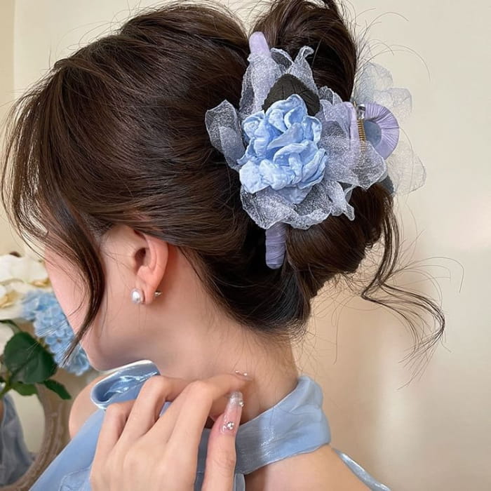 Floral Fabric Hair Claw Clip / Tie