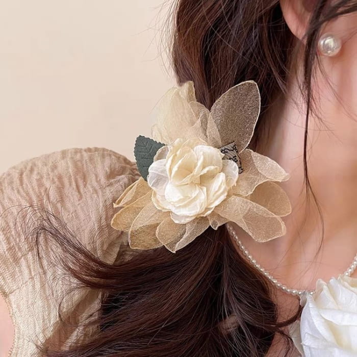 Floral Fabric Hair Claw Clip / Tie