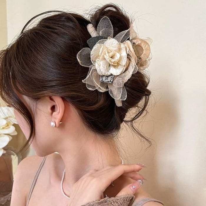 Floral Fabric Hair Claw Clip / Tie