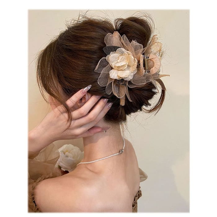 Floral Fabric Hair Claw Clip / Tie