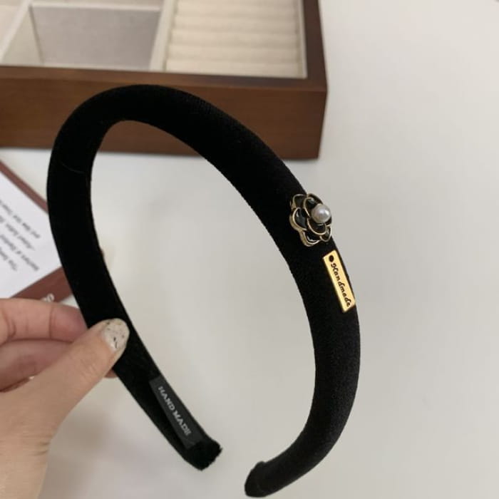 Floral Fabric Headband - Black Flower - One Size