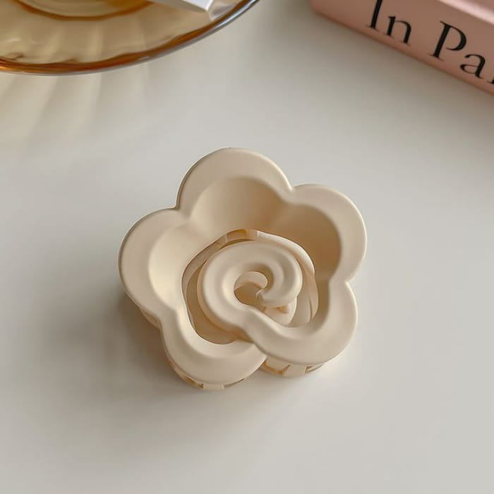 Floral Hair Claw - 01 - Khaki / One Size