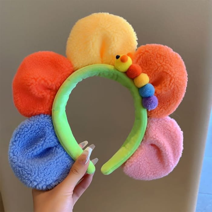 Floral Party Headband - With Caterpillar - Blue & Yellow