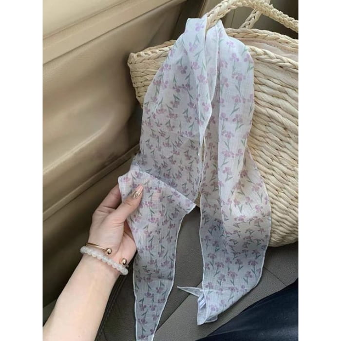 Floral Print Square Scarf (Various Designs) - Purple