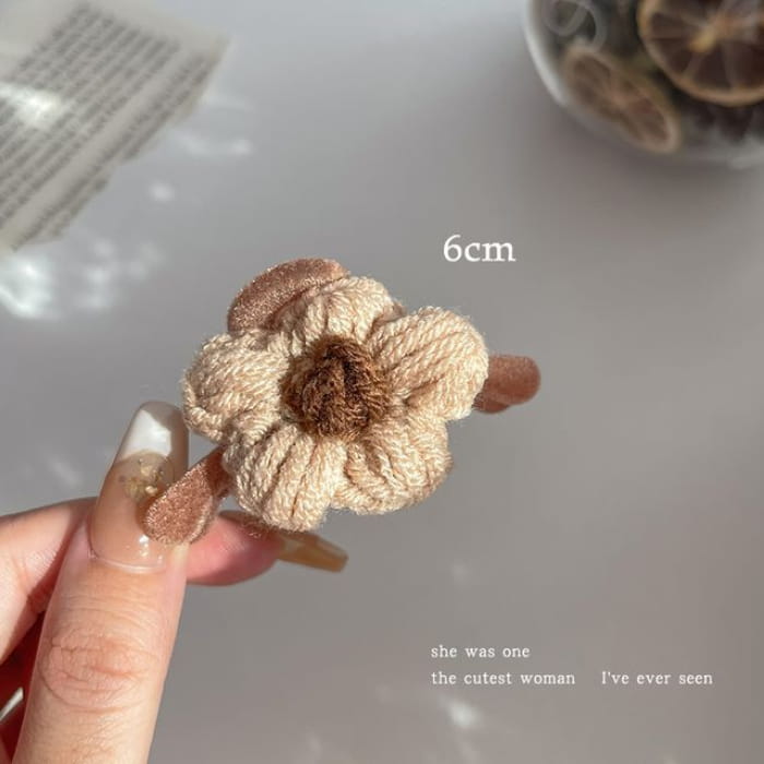 Floral Yarn Hair Clamp / Clip / Headband - 1 Flower - Light