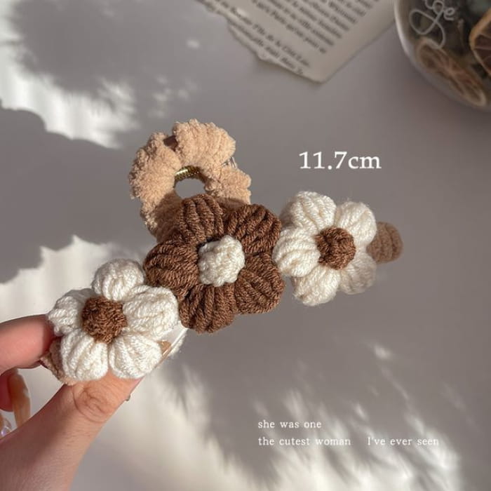 Floral Yarn Hair Clamp / Clip / Headband - 2 White & 1