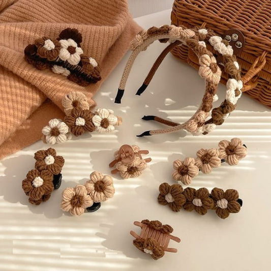 Floral Yarn Hair Clamp / Clip / Headband
