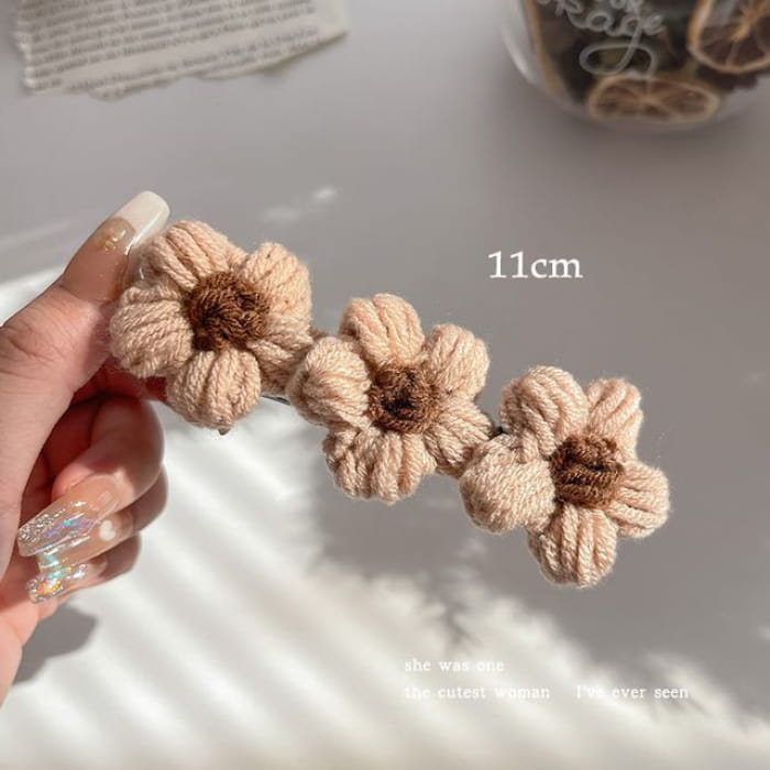 Floral Yarn Hair Clamp / Clip / Headband - 3 Flowers
