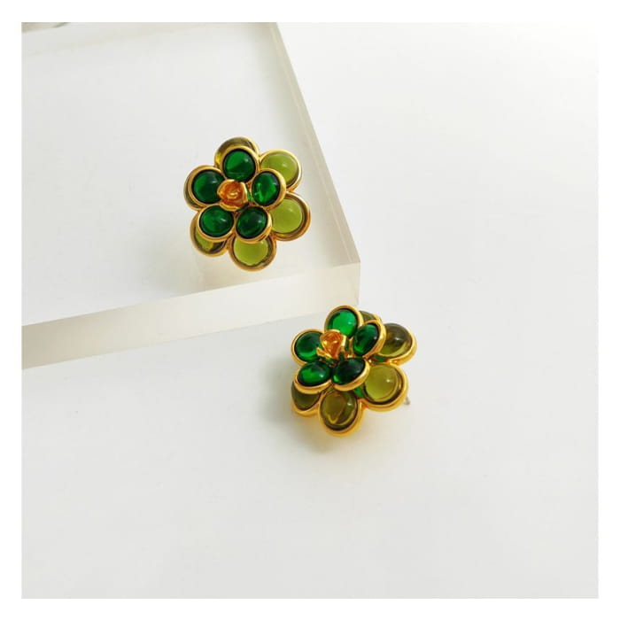 Flower Faux Gemstone Alloy Earring