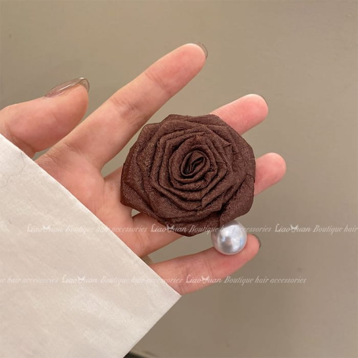 Flower Faux Pearl Hair Clip / Claw