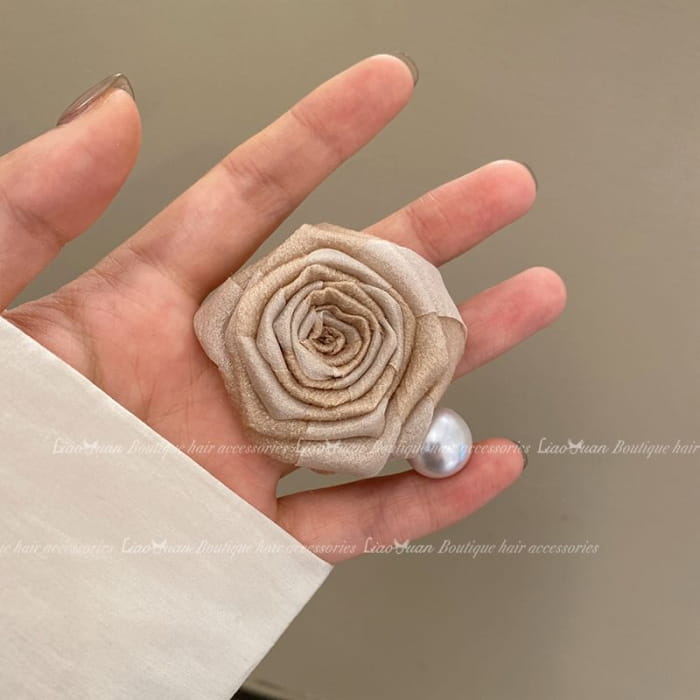 Flower Faux Pearl Hair Clip / Claw