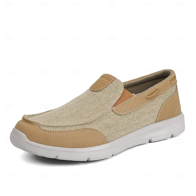 Slip-On Beige Lightweight – Men's Loafers Canvas