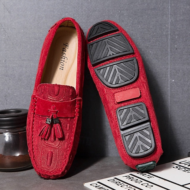 Brown Tassel Men's and Loafers Faux with Suede Detail