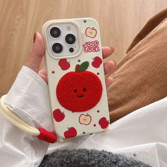 Fruit Embroidered Strap Phone Case - iPhone 16 Pro Max