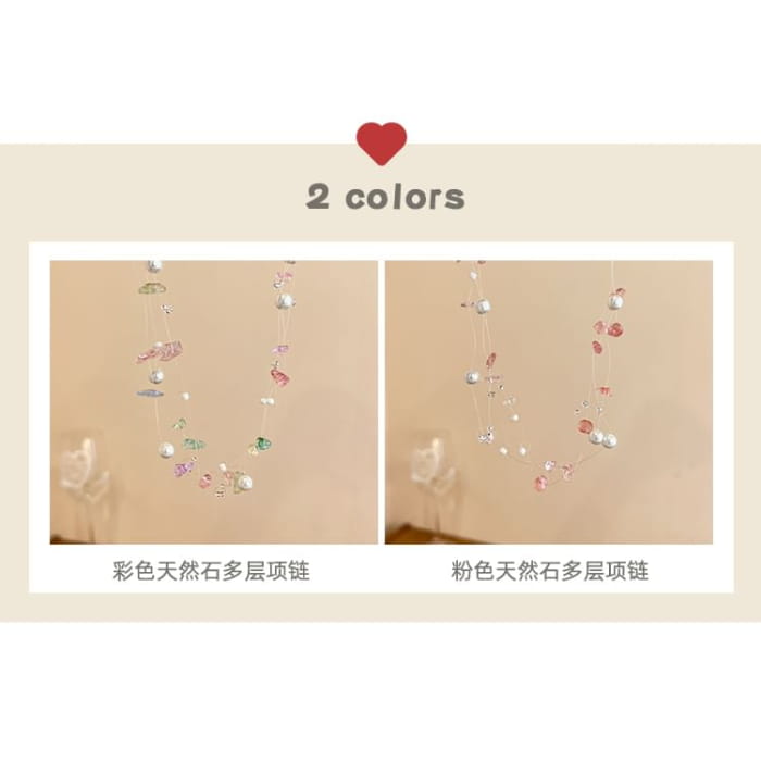 Gemstone Faux Pearl Layered Choker