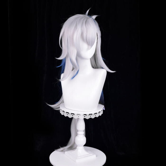 Genshin Impact Neuvillette White with Blue Cosplay Wig