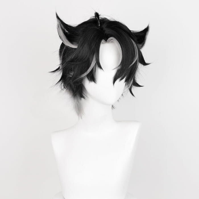 Genshin Impact Wriothesley Black and Silver Cosplay Wig