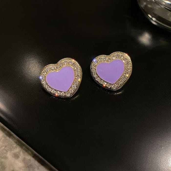 Geometric Alloy Earring - 03 - 1 Pair - Purple / One Size