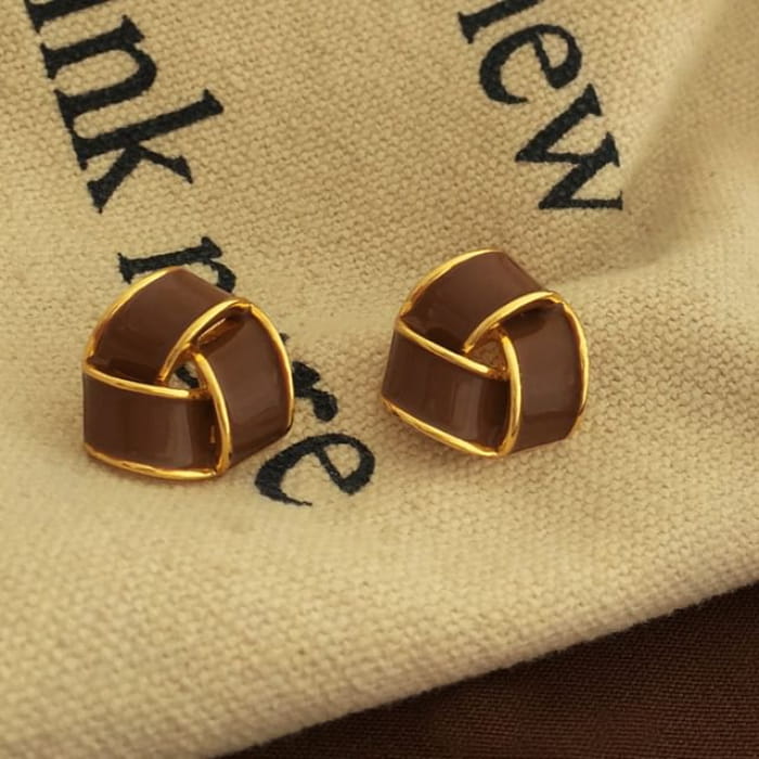 Geometric Glaze Ear Stud - 1 Pair - S925 Silver Earrings