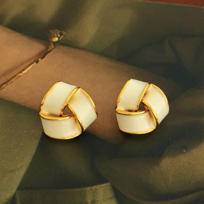 Geometric Glaze Ear Stud - 1 Pair - S925 Silver Earrings