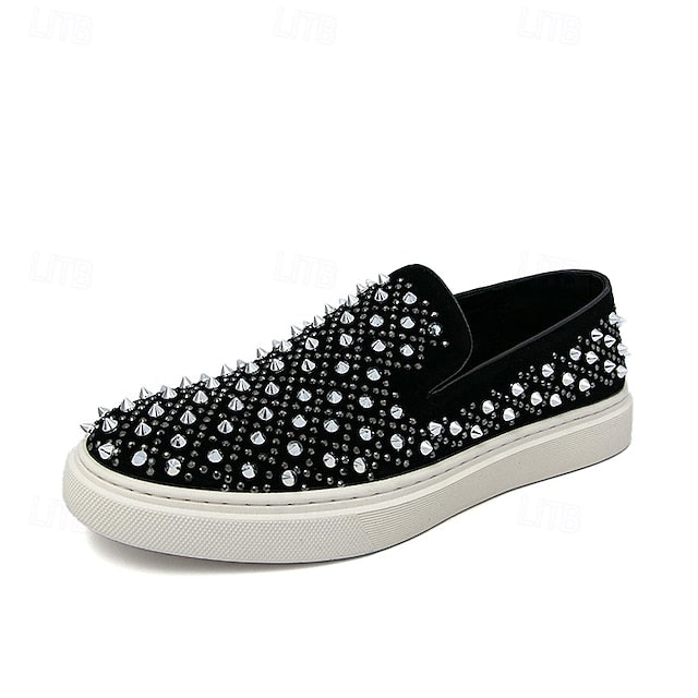 Black Detailing - Shoes Elegant with Pearl Men's Slip-On